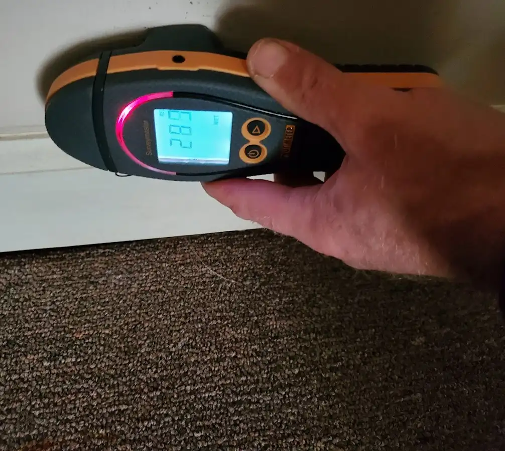 Moisture detection at baseboard during Mold Inspection & Testing in Cusseta-Chattahoochee County
